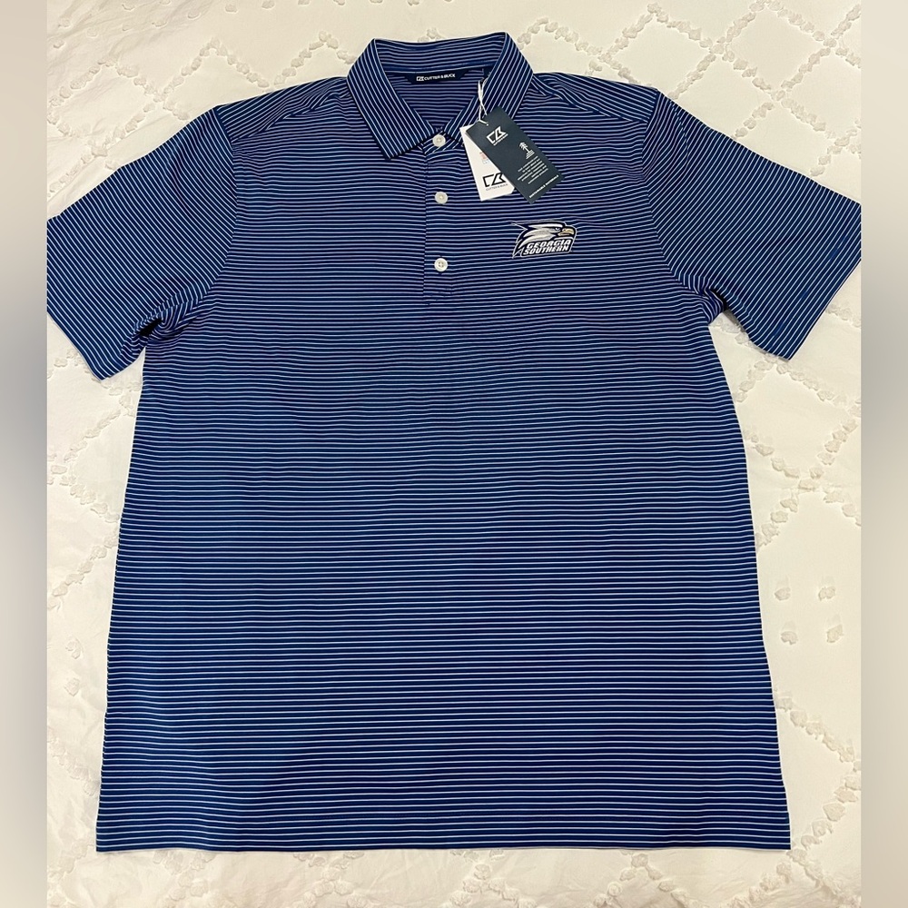 Cutter & Buck Georgia Southern University Navy Striped Polo